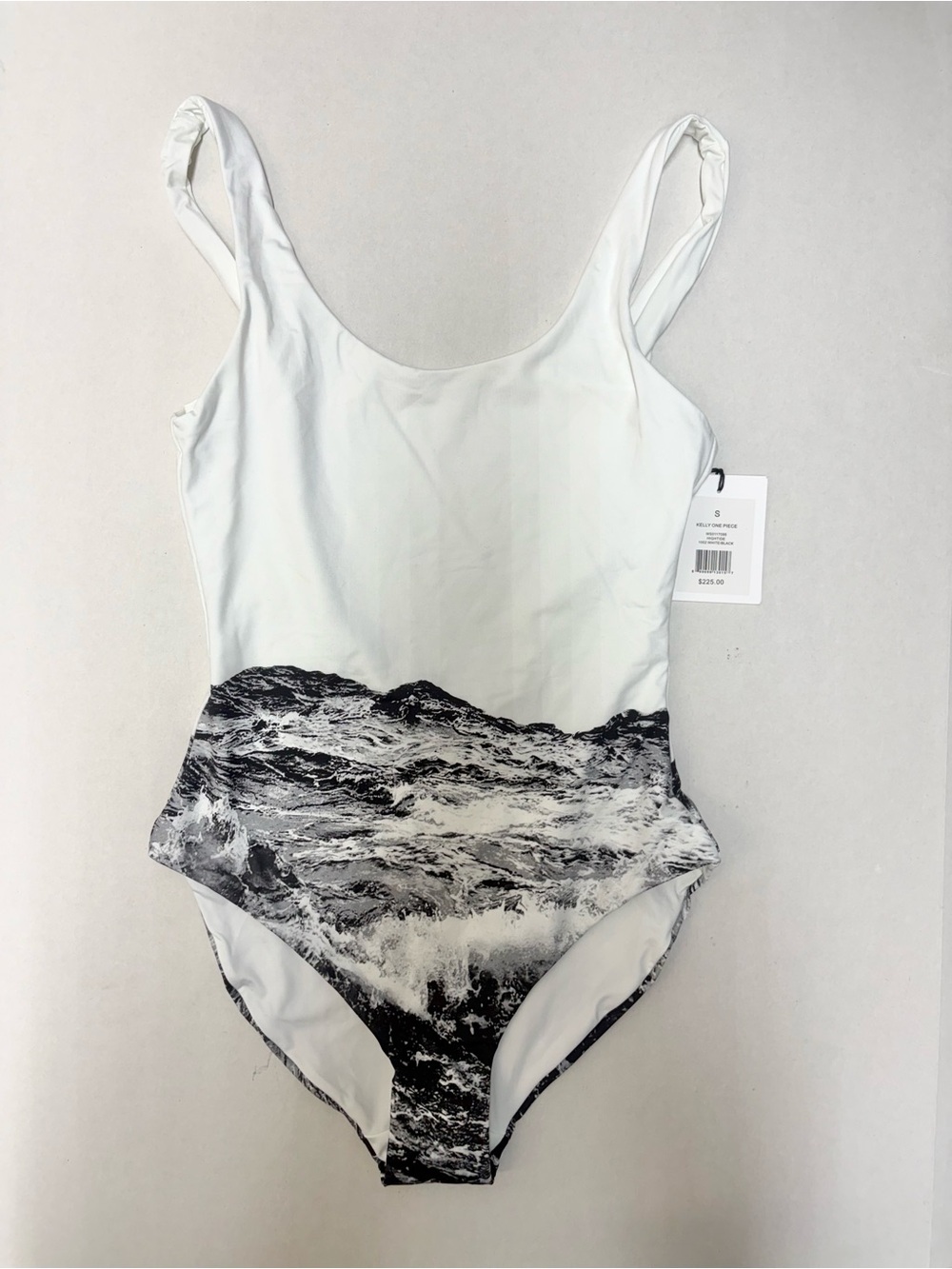 Onia Kelly One Piece Swimsuit White Black Ocean Print Size S NWT